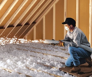 blown-in fiberglass attic insulation